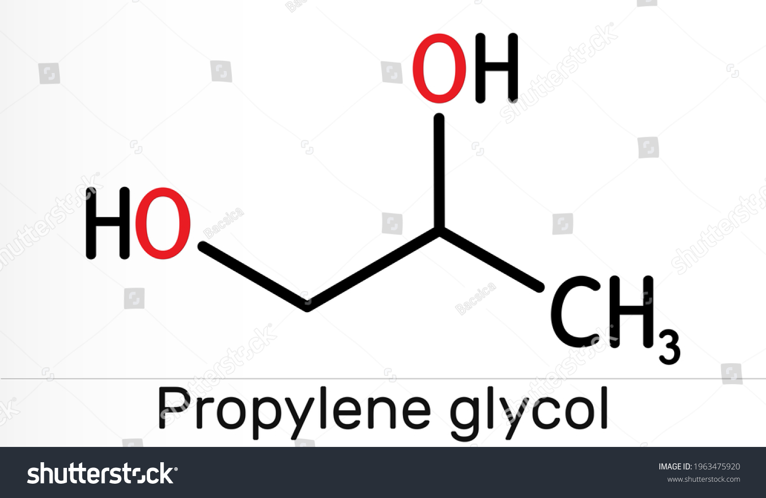 Propylene Glycol 12propanediol Propane12diol Molecule Propanediol Stock ...