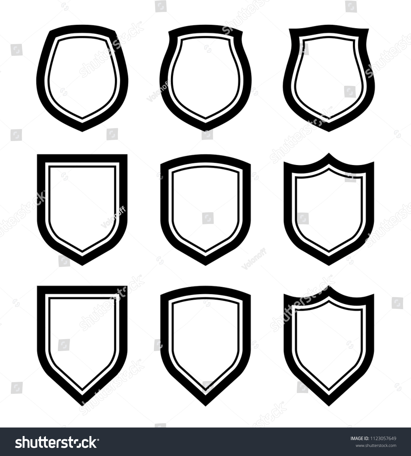 protect guard shield plain line concept stock illustration security badge outline