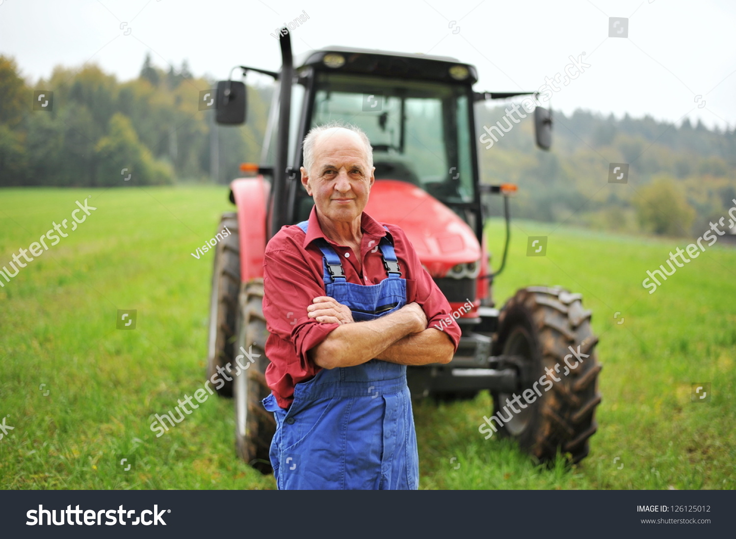 Proud Farmer Standing Front His Red Stock Photo 126125012 - Shutterstock