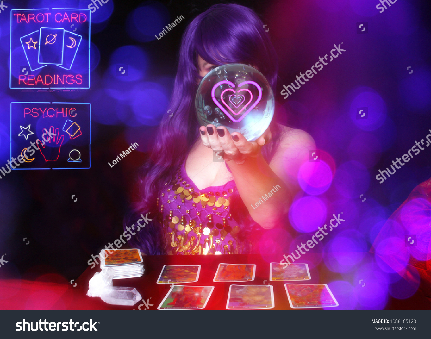 Psychic Tarot Card Reader Purple Hair Stock Photo Edit Now