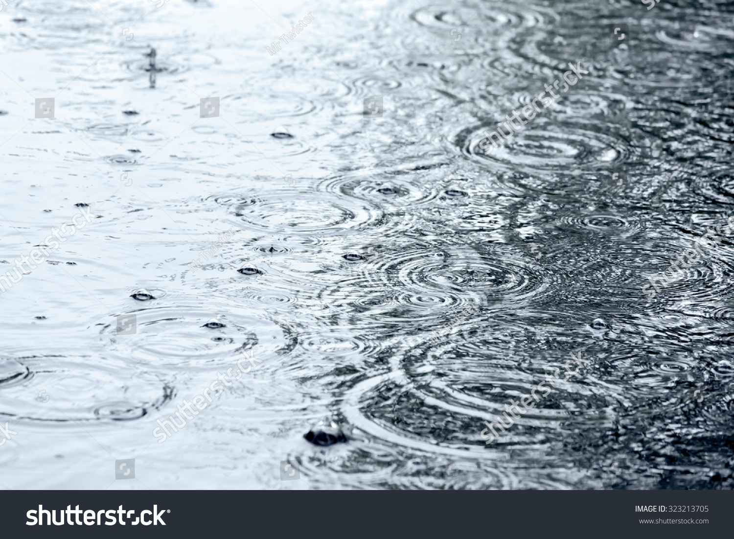 Puddle On Pavement Raindrops Rippled Water Stock Photo 323213705 ...