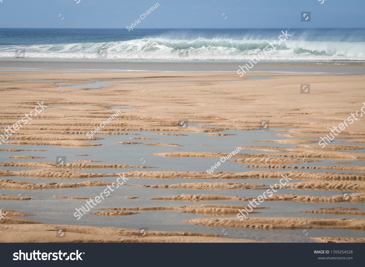 Puddles On Beach By Ocean Stock Photo 1709254528 | Shutterstock