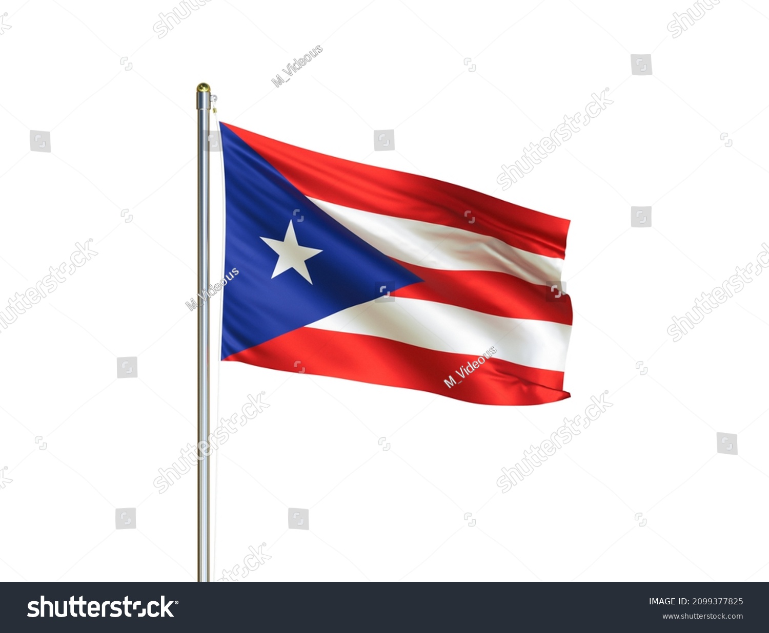 Puerto Rico Flag Waving On Isolated Stock Illustration 2099377825 ...