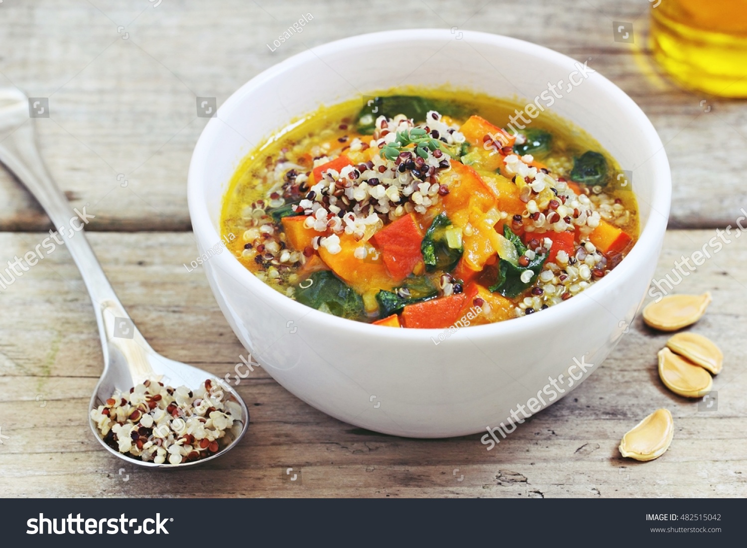 Pumpkin Soup Quinoa Spinach Superfood Clean Stock Photo Edit Now 482515042