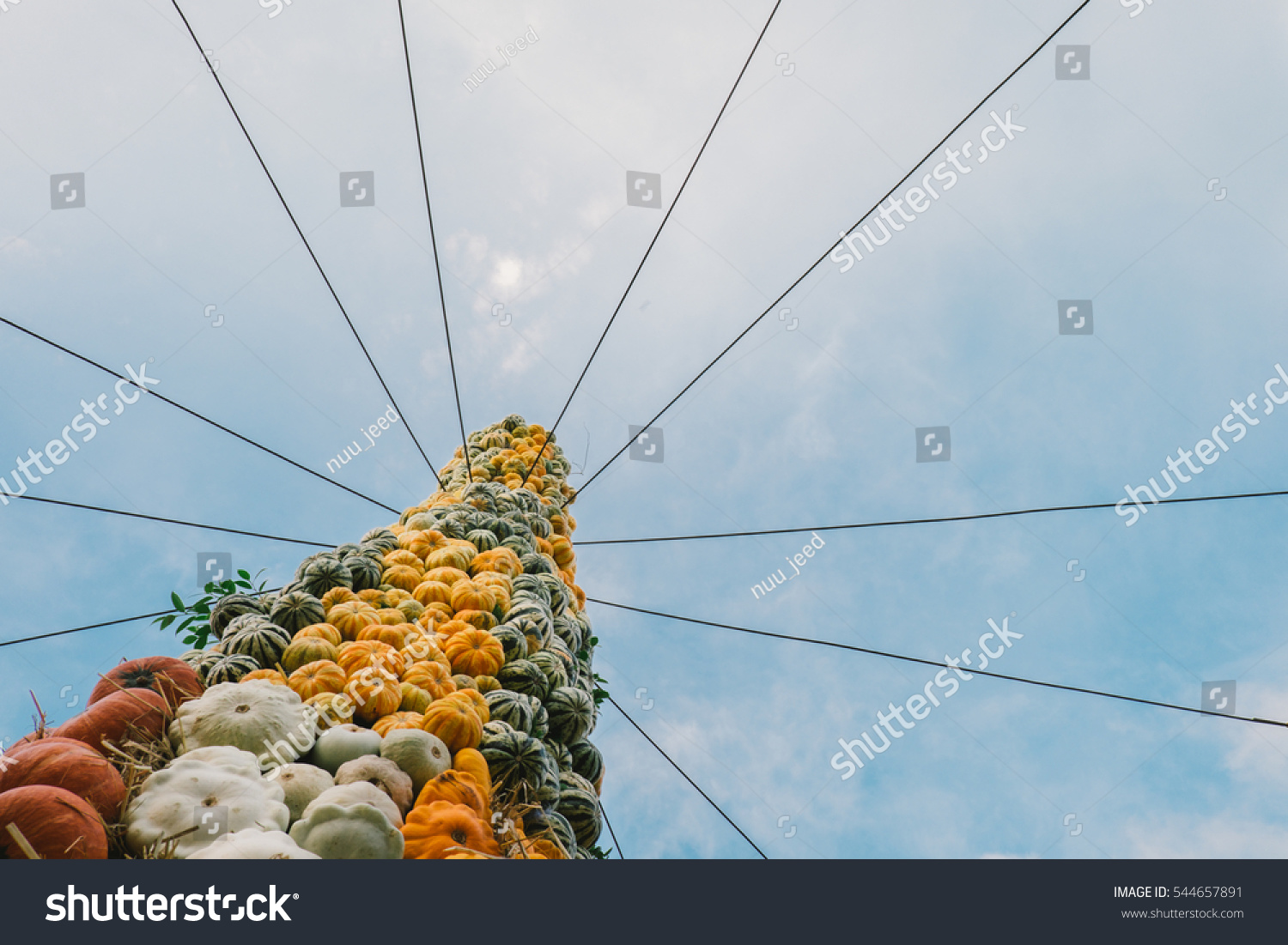 Pumpkin Tower Garden Idea Decoration Stock Photo Edit Now 544657891