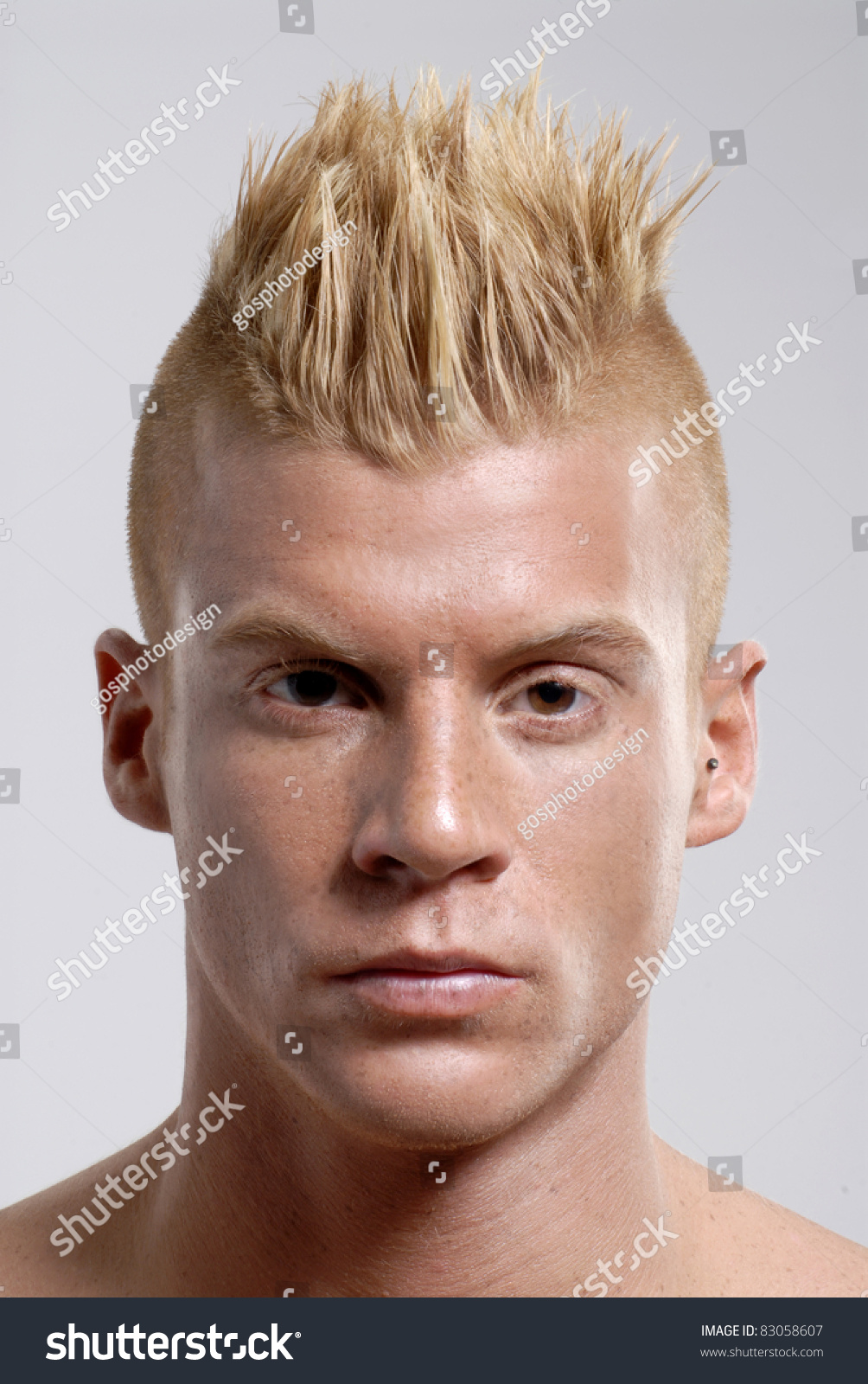 Punk Hairstyle Man Portrait Stock Photo 83058607 