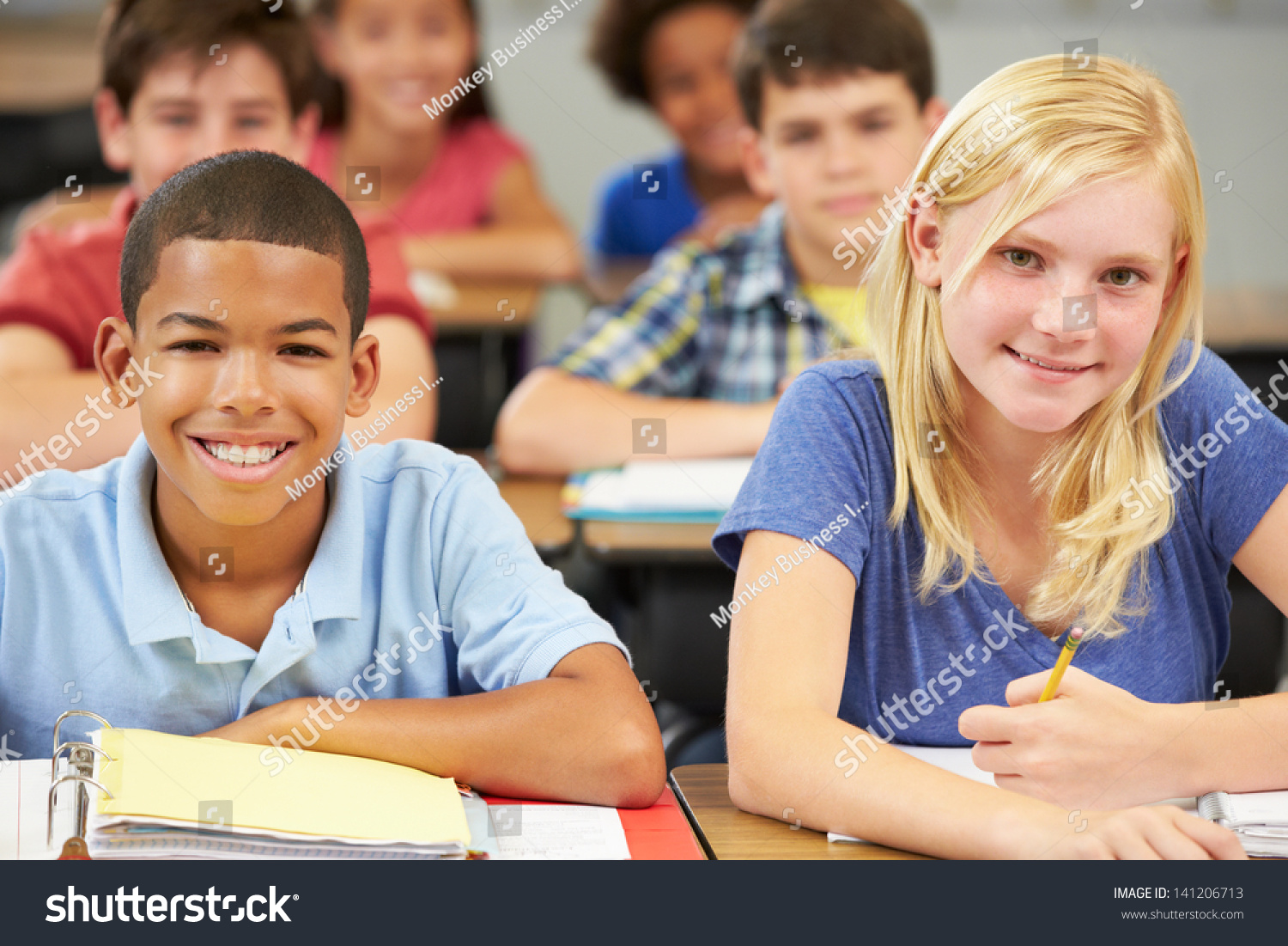 Pupils Studying At Desks In Classroom Stock Photo 141206713 : Shutterstock