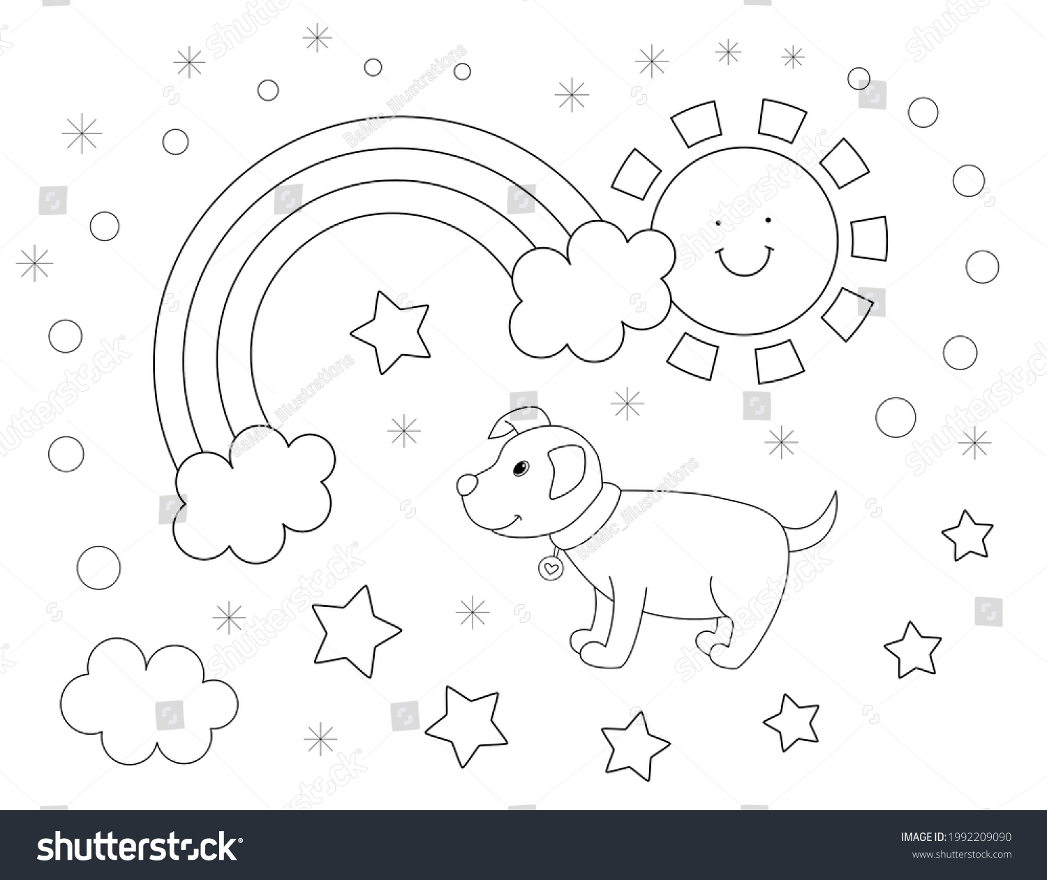 Puppy Rainbow Coloring Page Kids Stock Illustration 1992209090