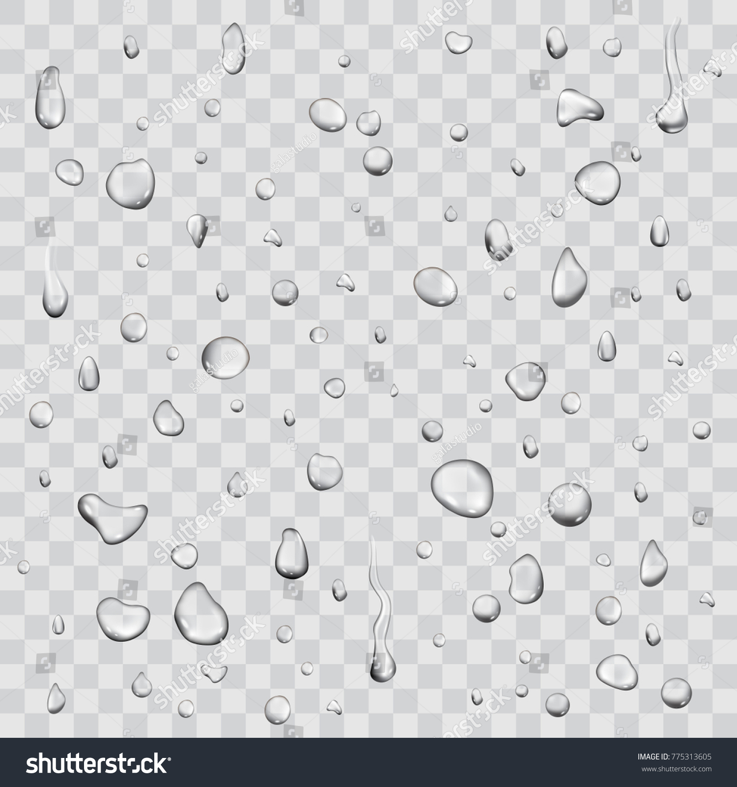 Download Pure Clear Water Drops Set Realistic Stock Illustration 775313605