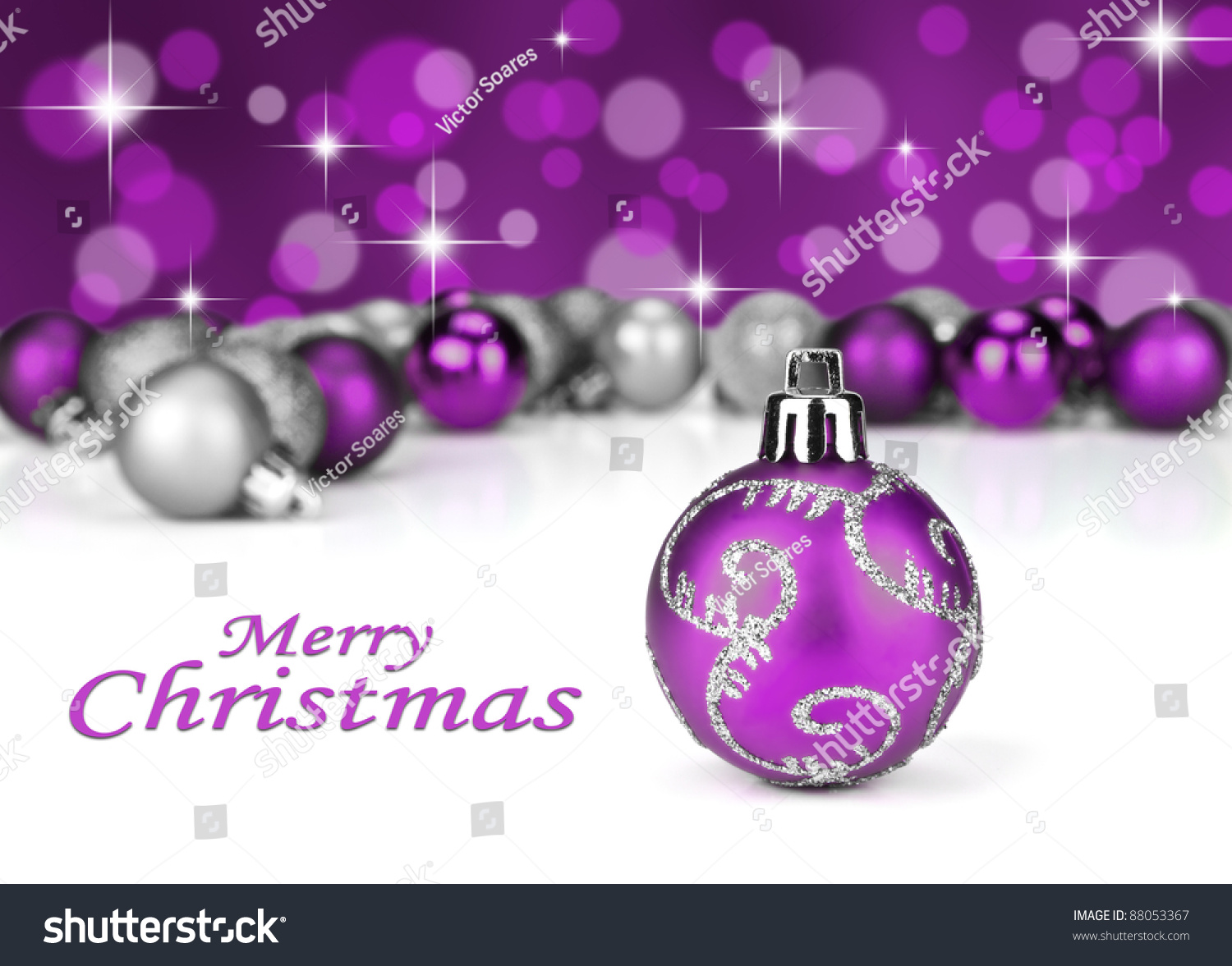 purple silver christmas baubles stars glitter stock photo purple silver christmas baubles stars glitter stock photo