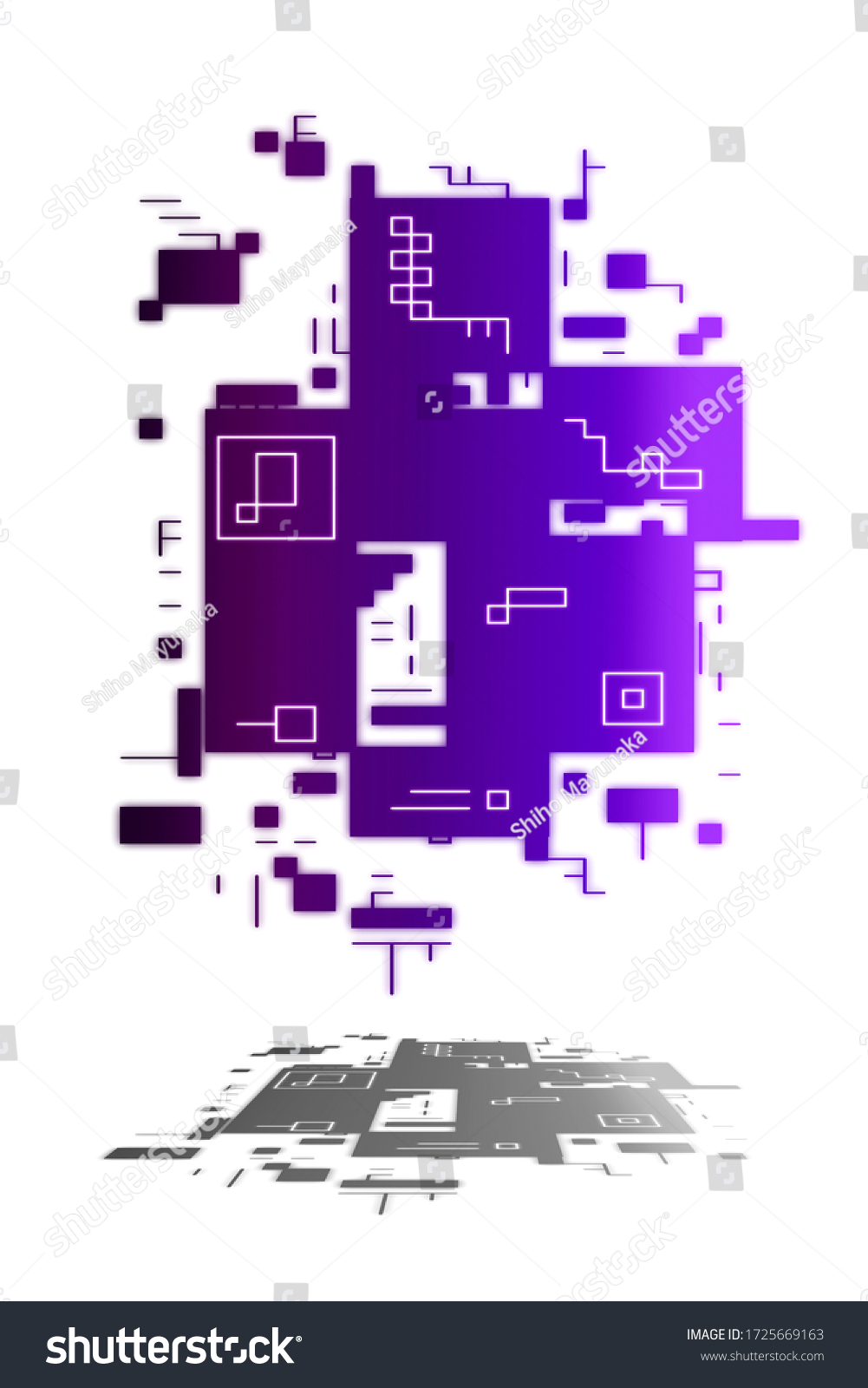 Purple Electrical Cyber Space Background Shadow Stock Illustration