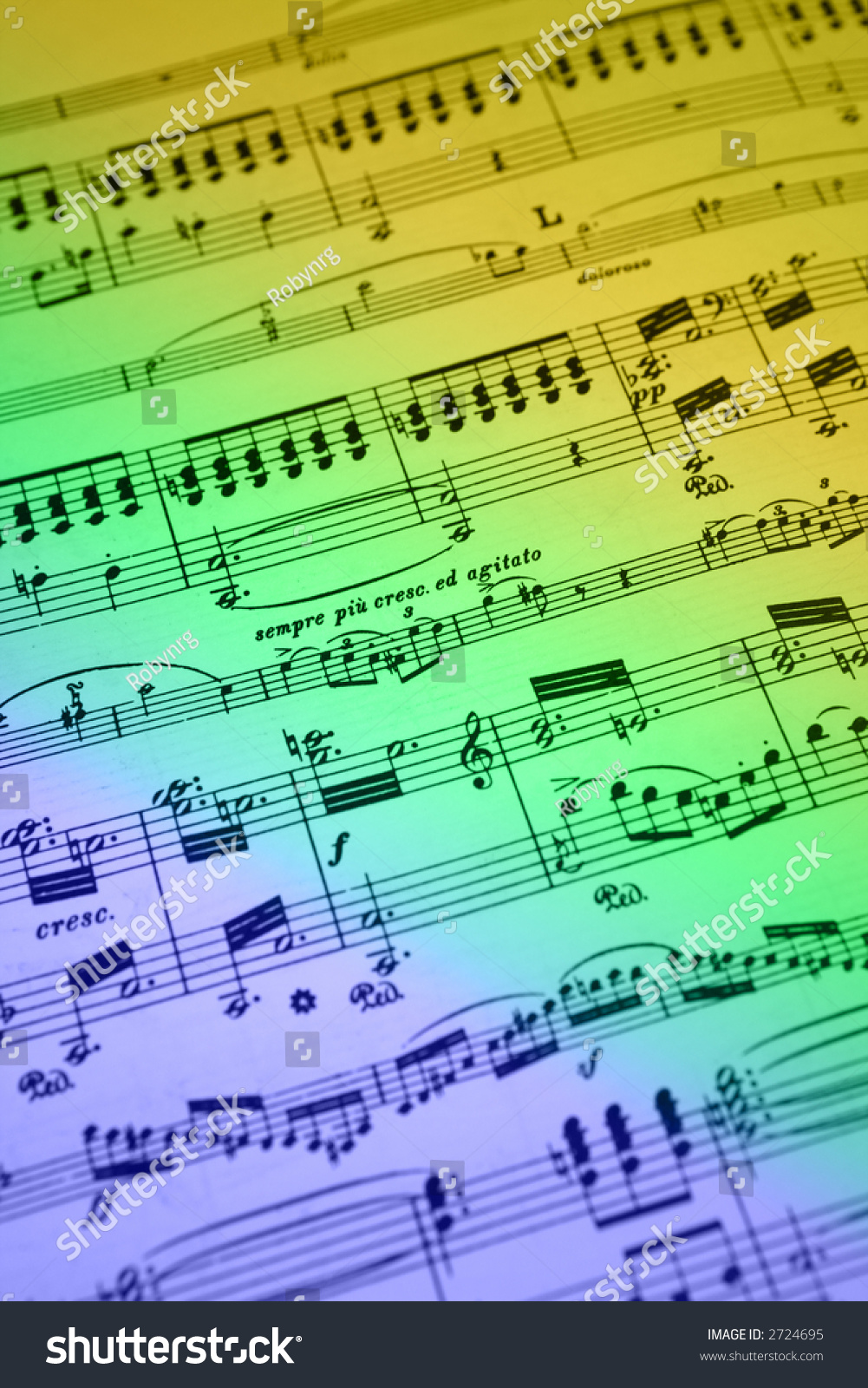 Purple,Green And Yellow Rainbow Colored Sheet Music Stock Photo 2724695 ...