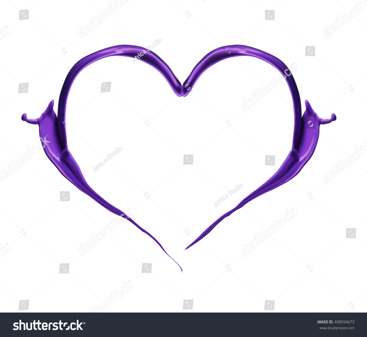 Purple Heart Made Paint Splash Isolated Stock Photo