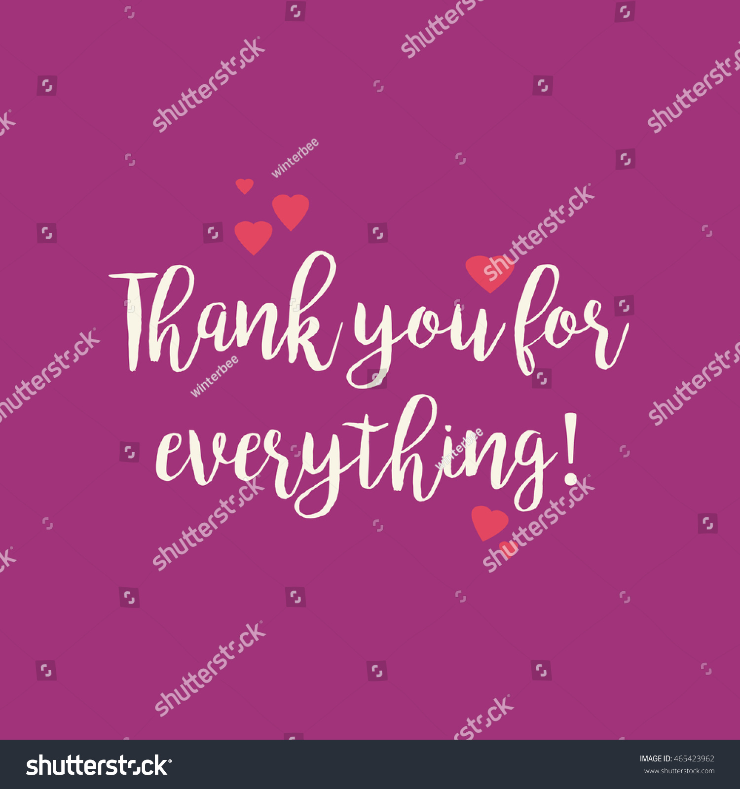 Purple Pink Thank You Everything Greeting Stock Illustration 465423962 ...