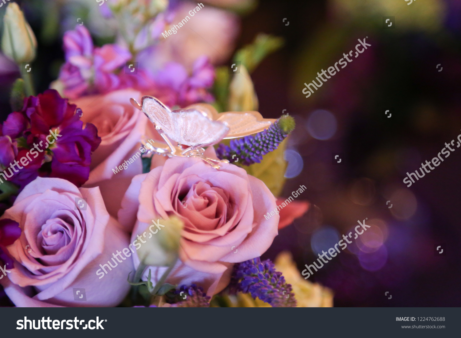 Purple Wedding Bouquet Butterfly Blurry Background Stock Photo Edit Now 1224762688