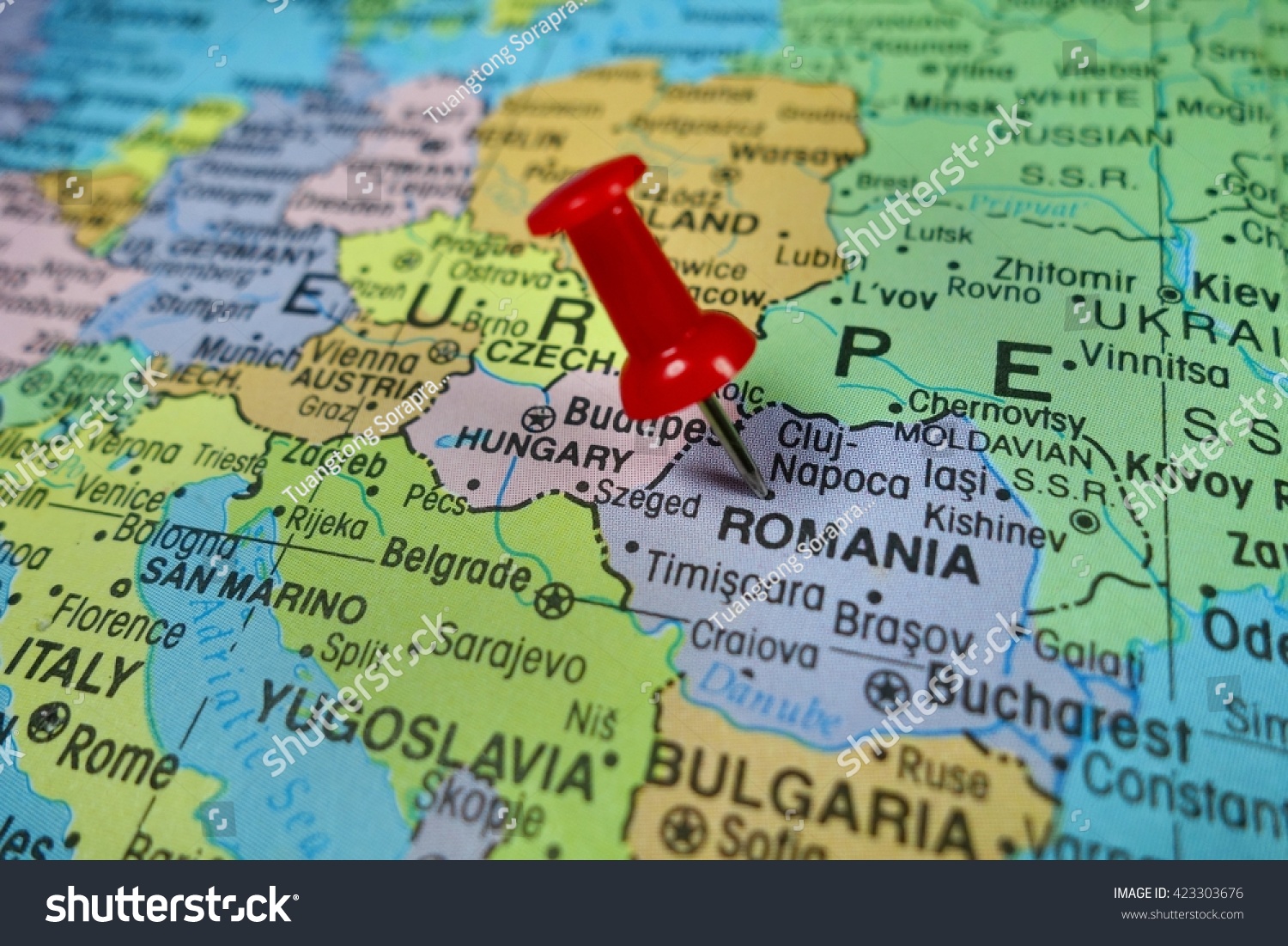 Romania To Italy Map Pushpin Marking On Romania Map Stock Photo 423303676 | Shutterstock