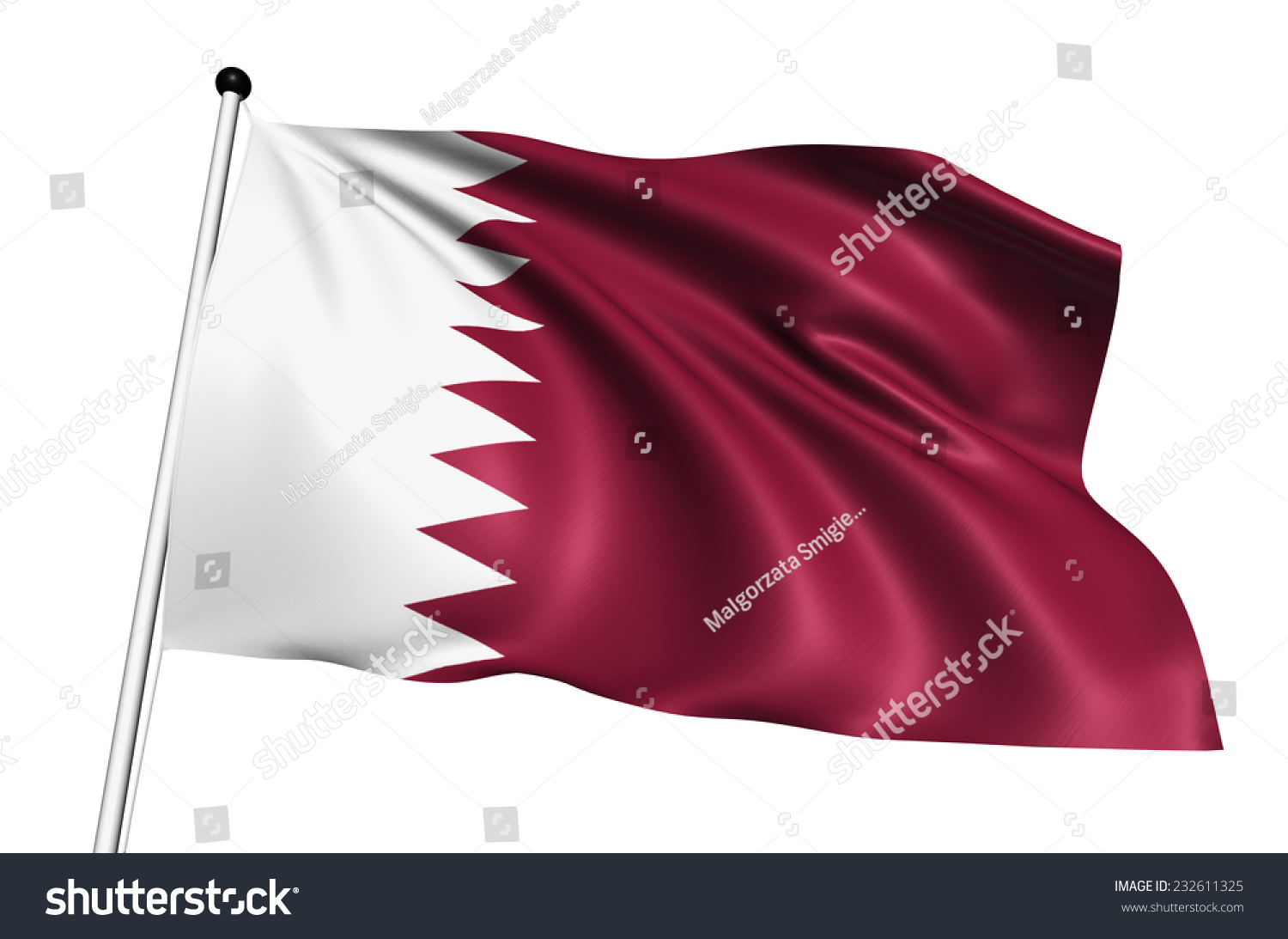 Qatar Flag With Fabric Structure On White Background Stock Photo ...