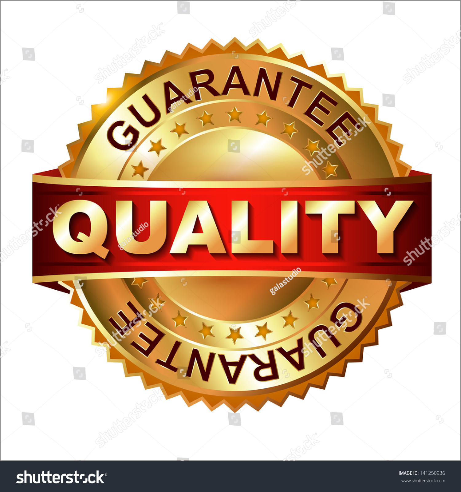 Quality Guarantee Golden Label With Ribbon. Stock Photo 141250936 ...