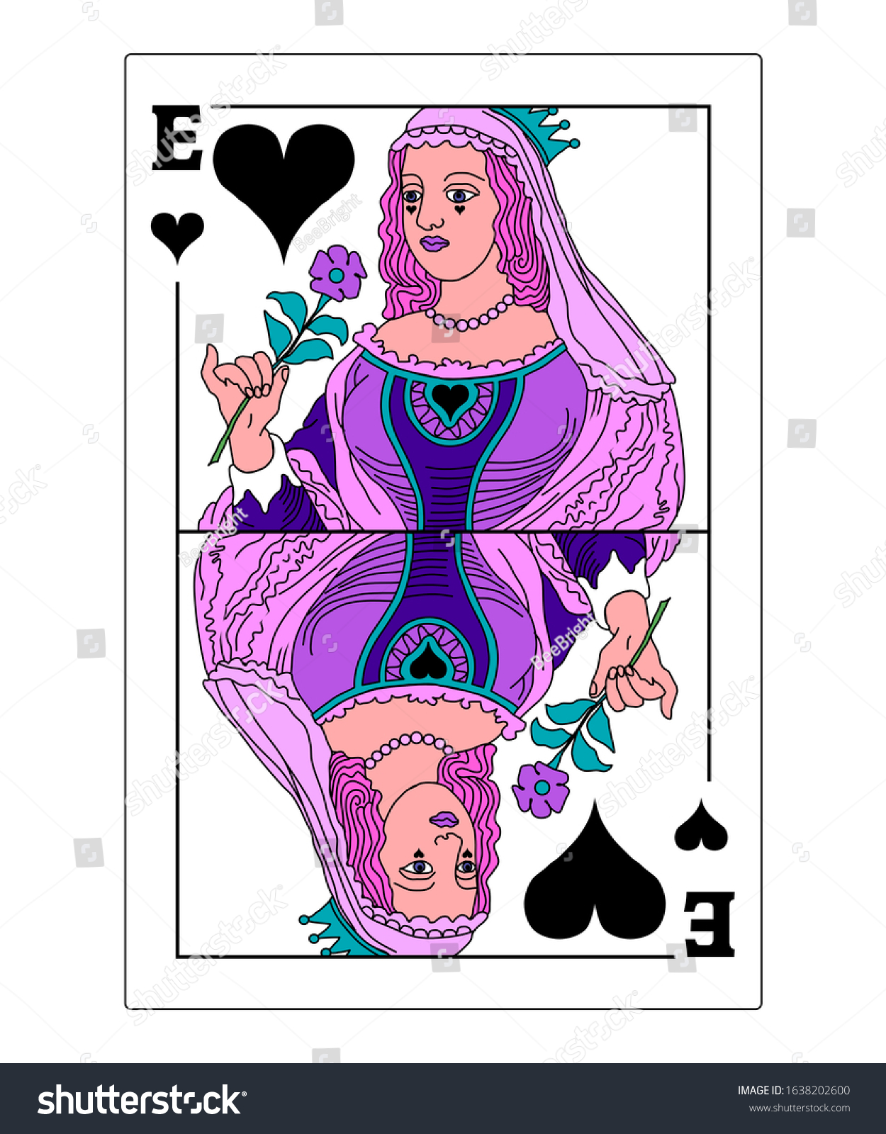 Queen Hearts Playing Card Where Q Stock Illustration