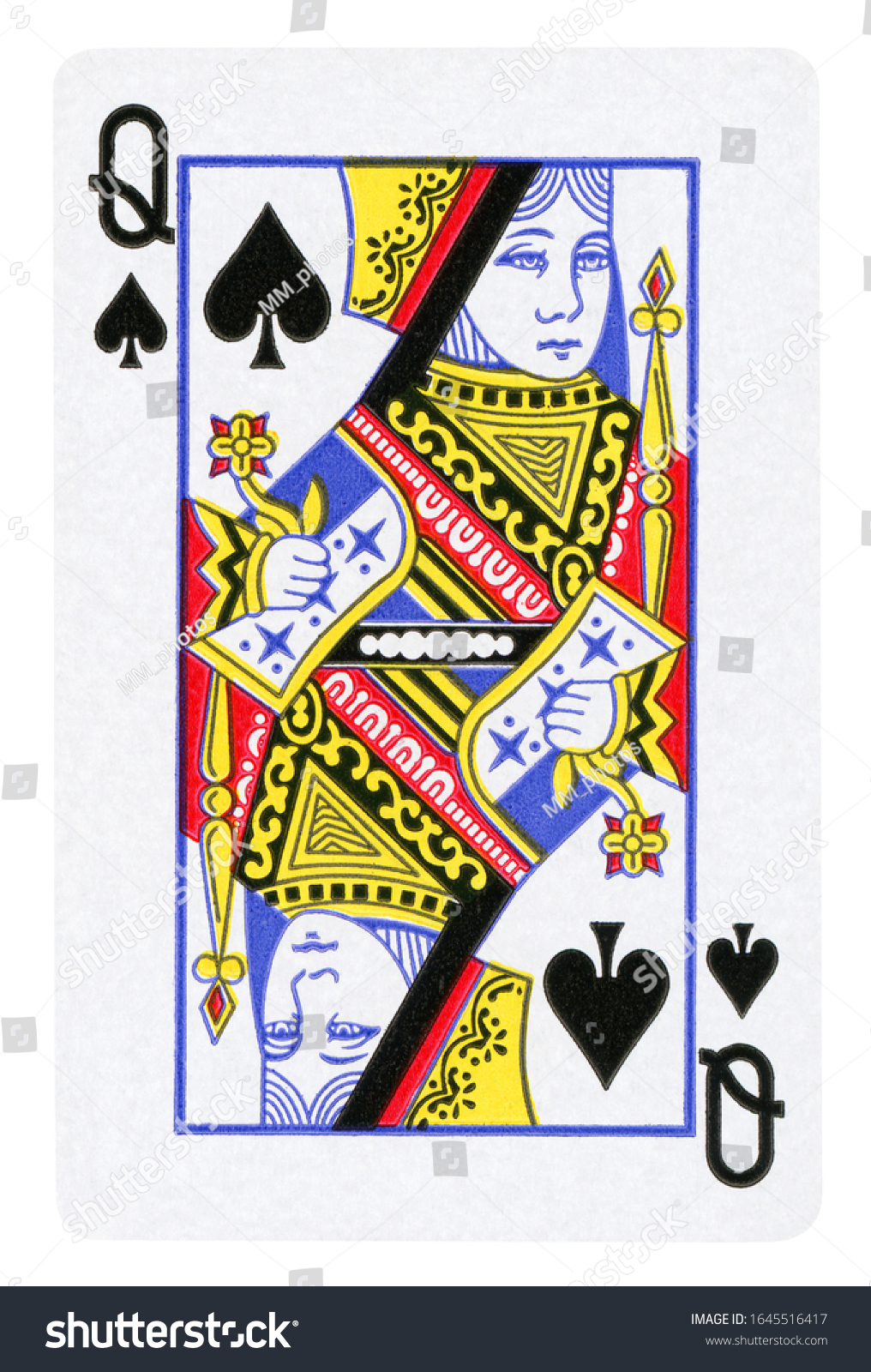 Queen Spades Playing Card Isolated On Stock Illustration 1645516417