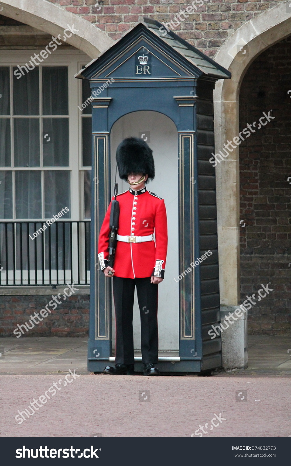 Queens Coldstream Guard Buckingham Palace London Stock ...