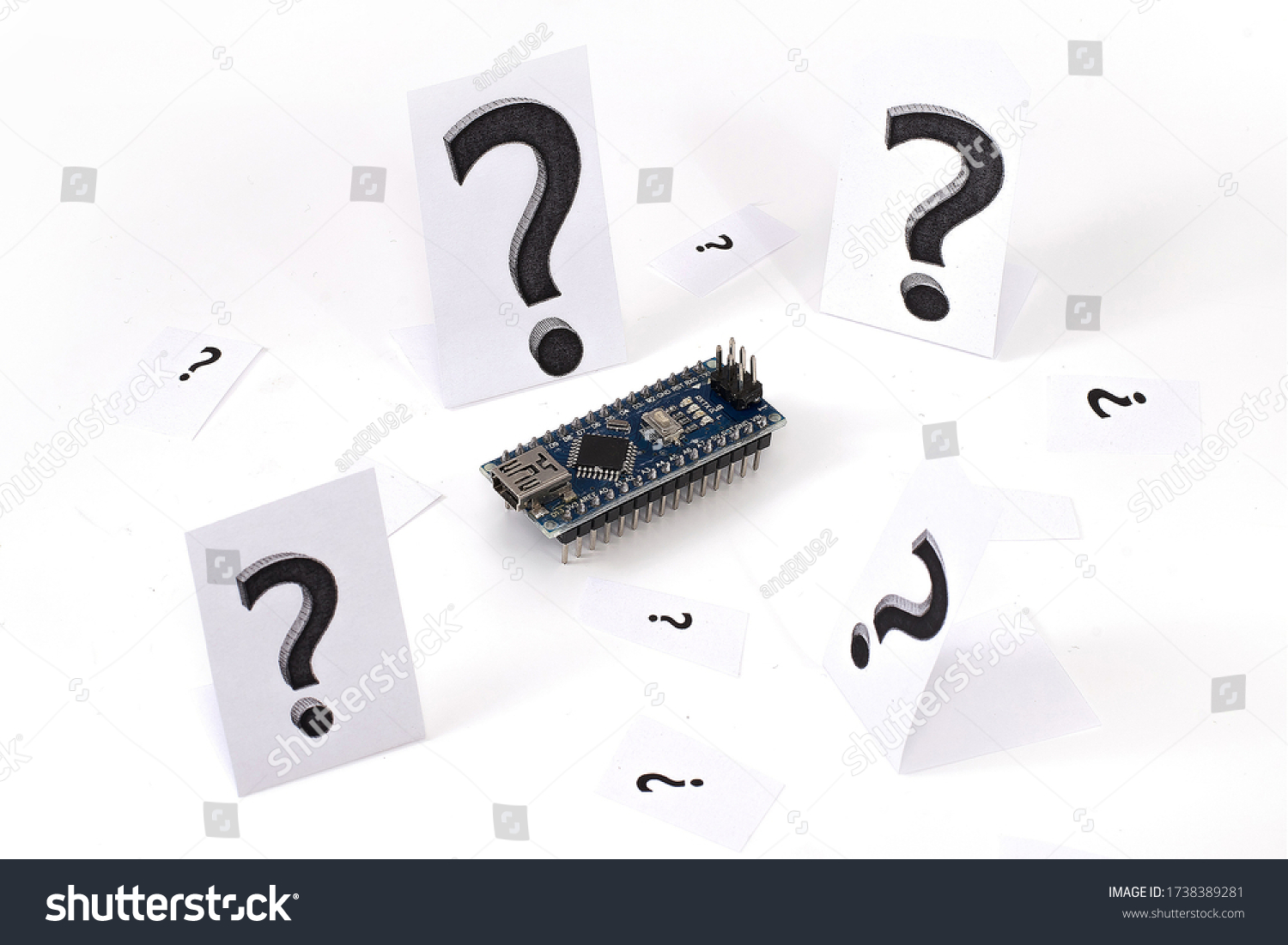 Question Marks Around Arduino Nano Stock Photo (Edit Now) 1738389281