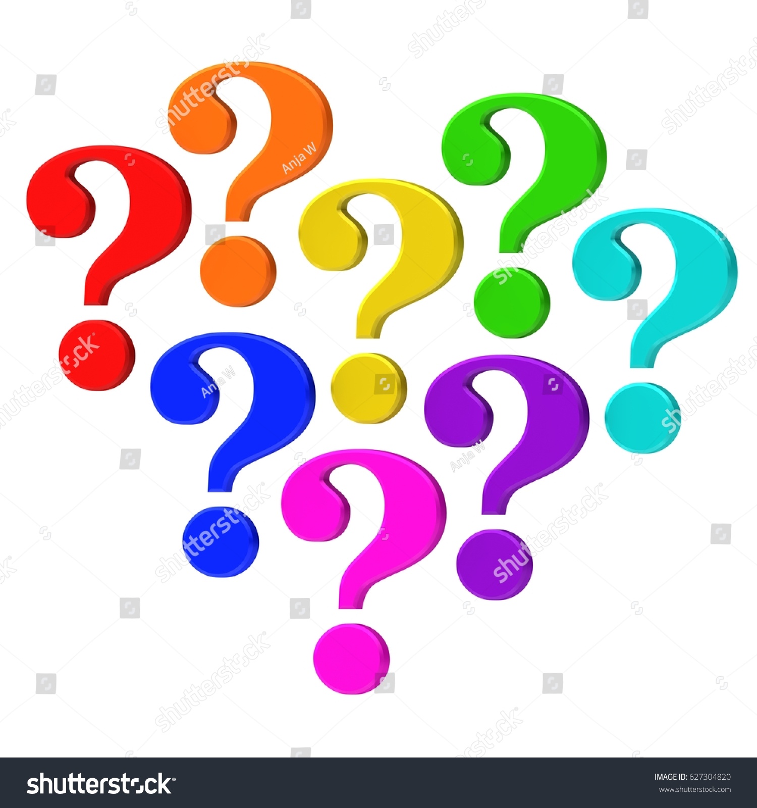 Question Marks 3d Rendering Punctuation Sign Stock Illustration ...