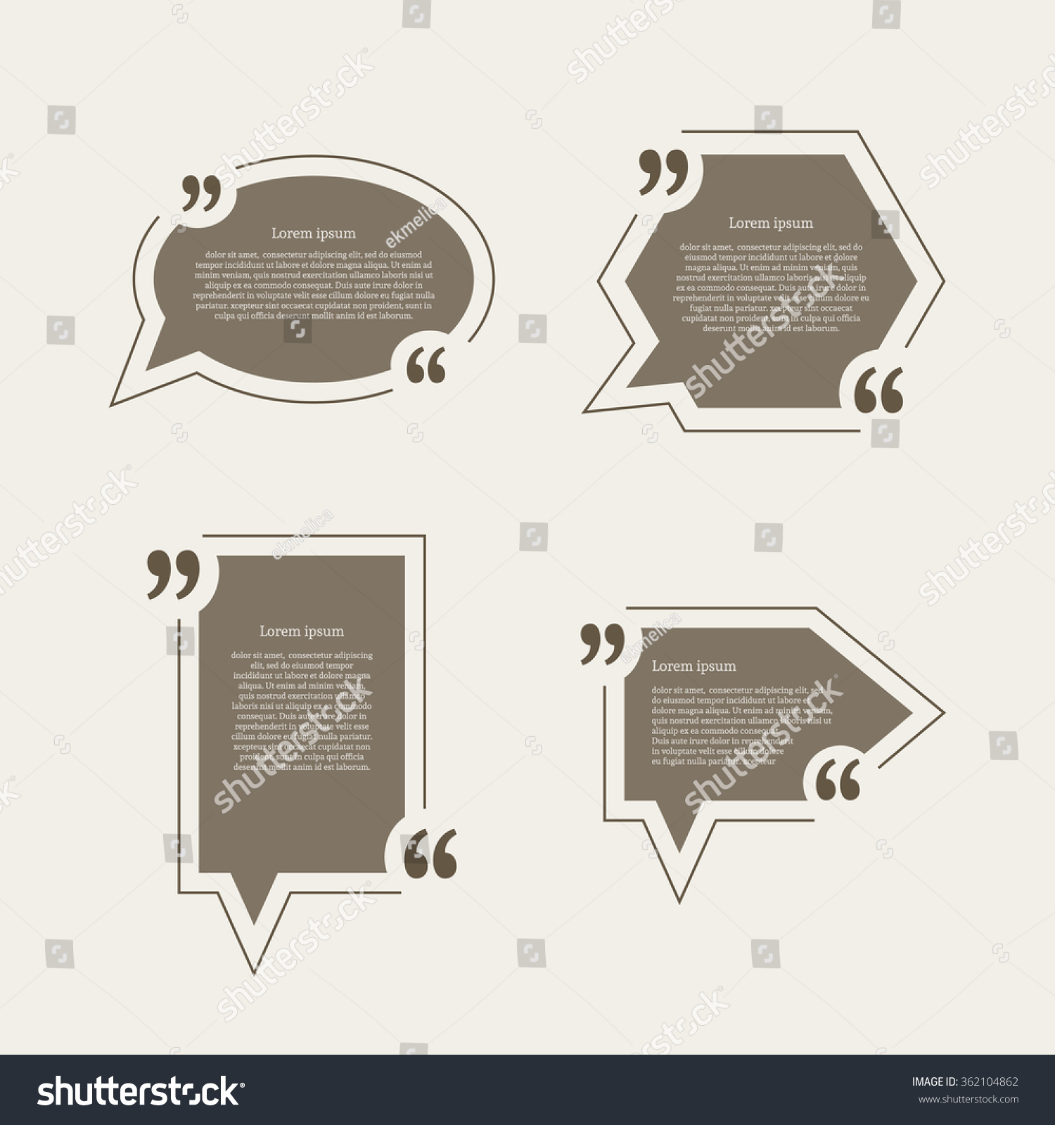 Quote Mark Speech Bubbles Set Empty Stock Illustration