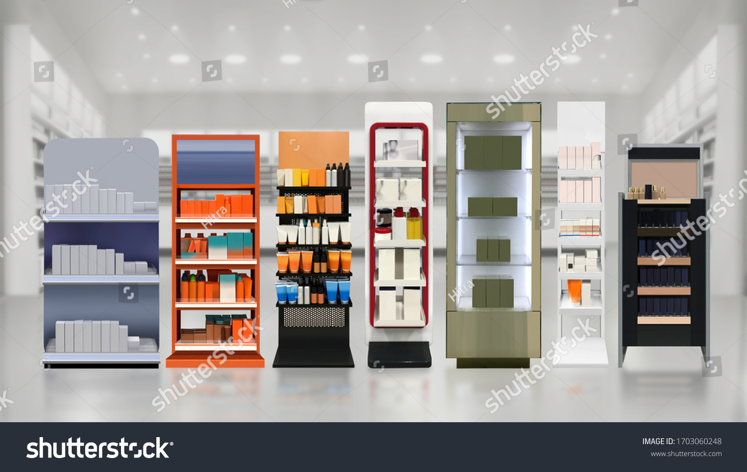 Rack Design Front Skincare Cosmetic Products Stock Illustration   Stock Photo Rack Design Front Skincare And Cosmetic Products On Shelf In Farmacia Store Illustration And 1703060248 