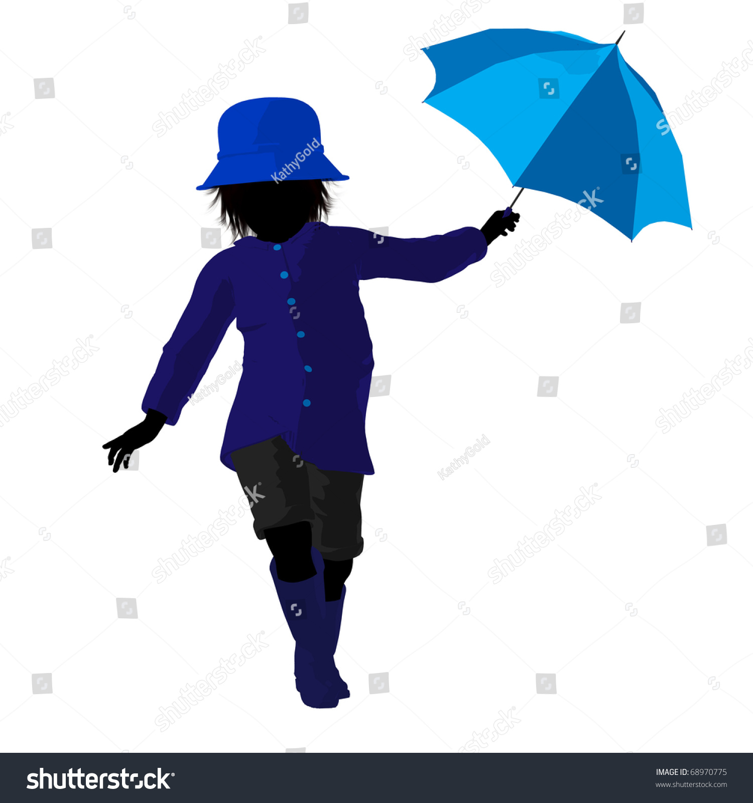 Rain Boy Illustration Silhouette On White Stock Illustration 68970775 ...