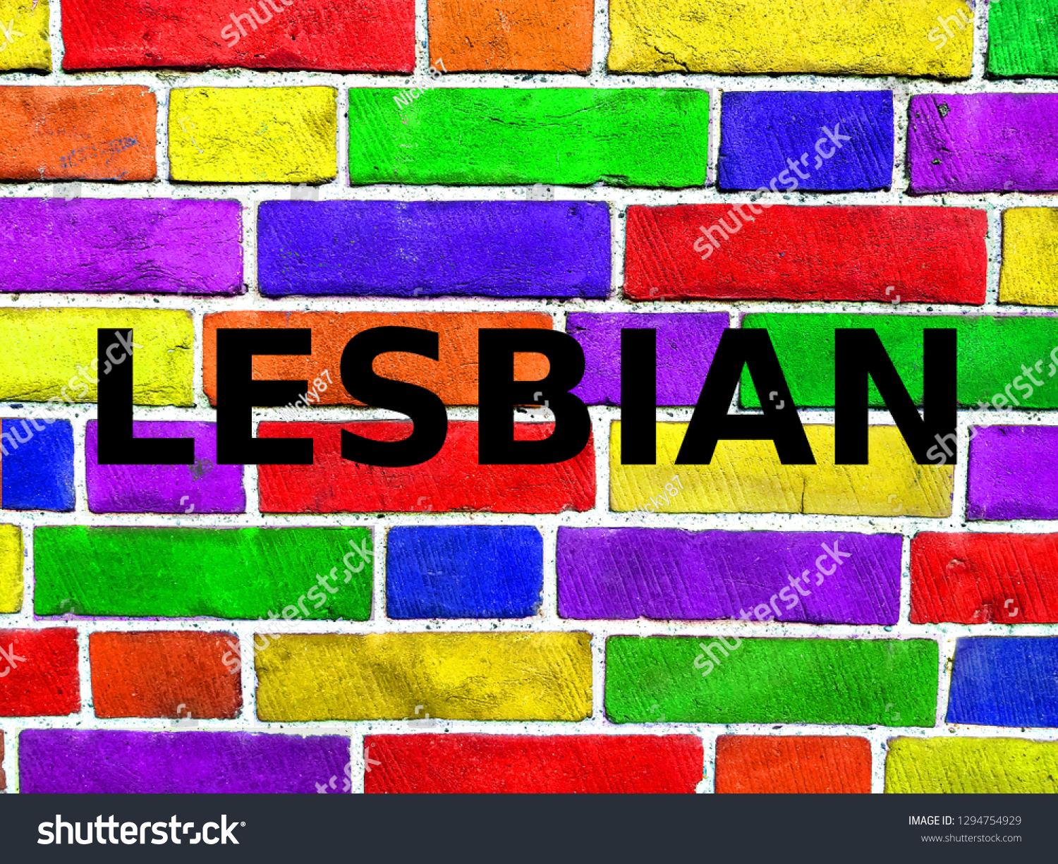 Rainbow Flag On Brick Wall Old Stock Illustration