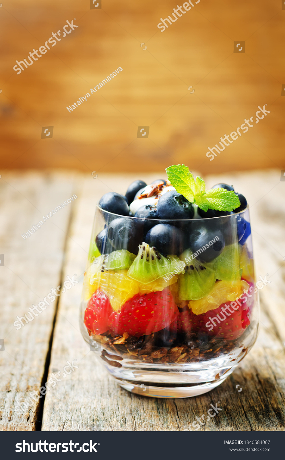 Rainbow Fruit Granola Greek Yogurt Parfait Stock Photo Edit Now 1340584067