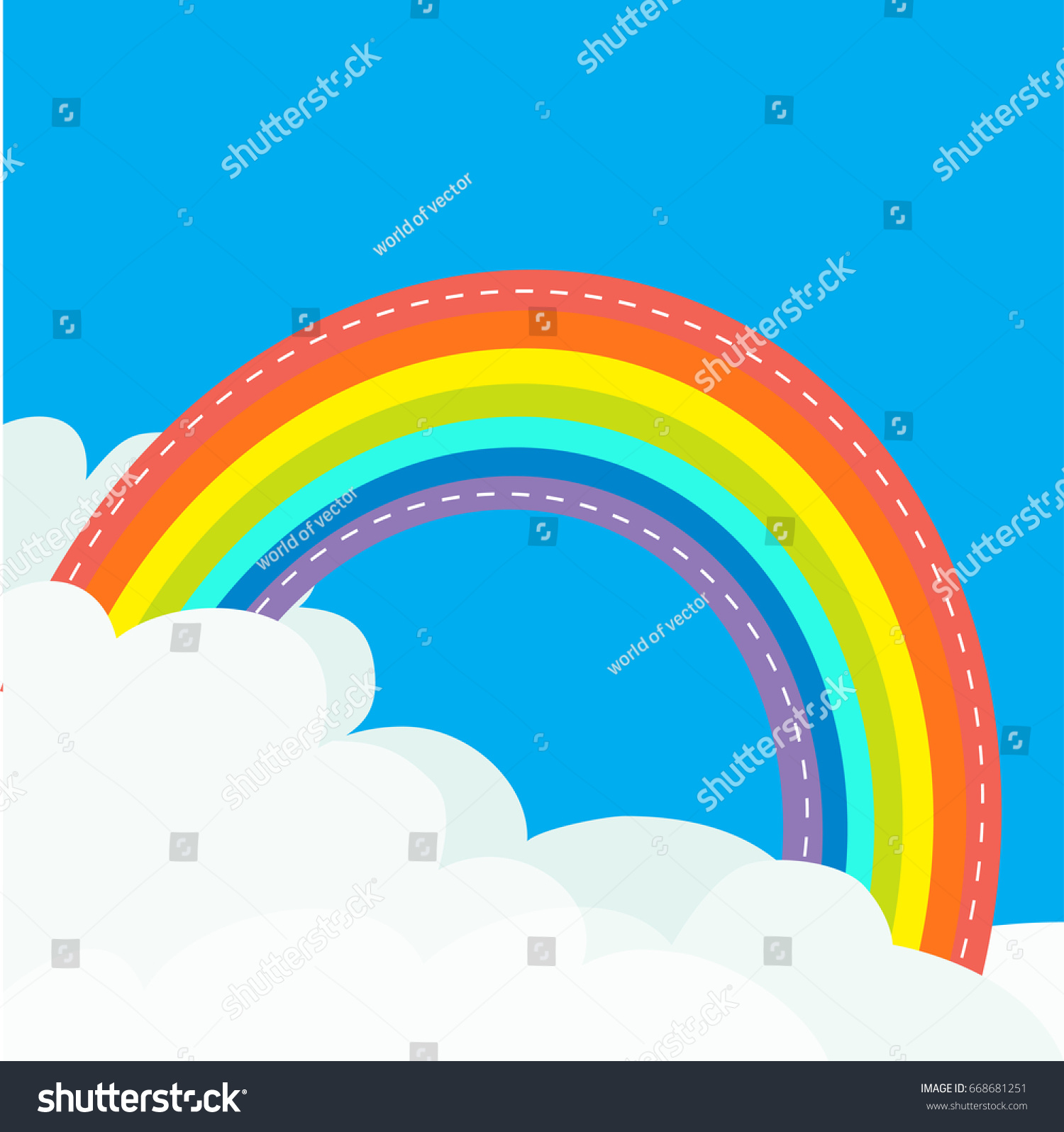 Rainbow Sky Dash Line Contour Fluffy Stock Illustration 668681251