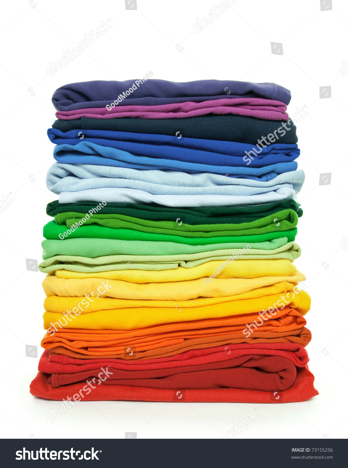 Rainbow Laundry Pile Bright Folded Clothes Stock Photo 73155256 ...