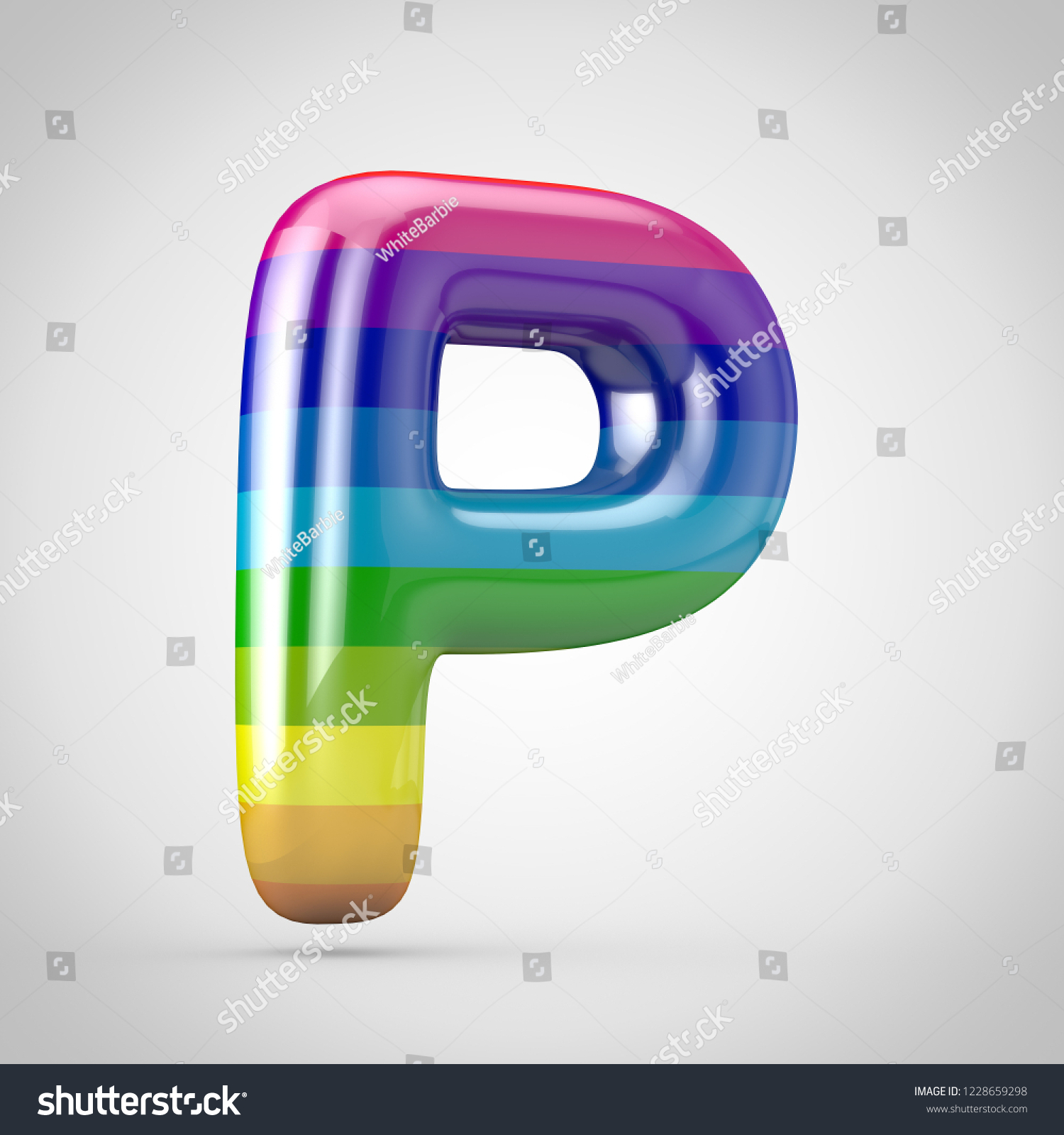 Rainbow Letter P Uppercase 3d Render Stock Illustration 1228659298