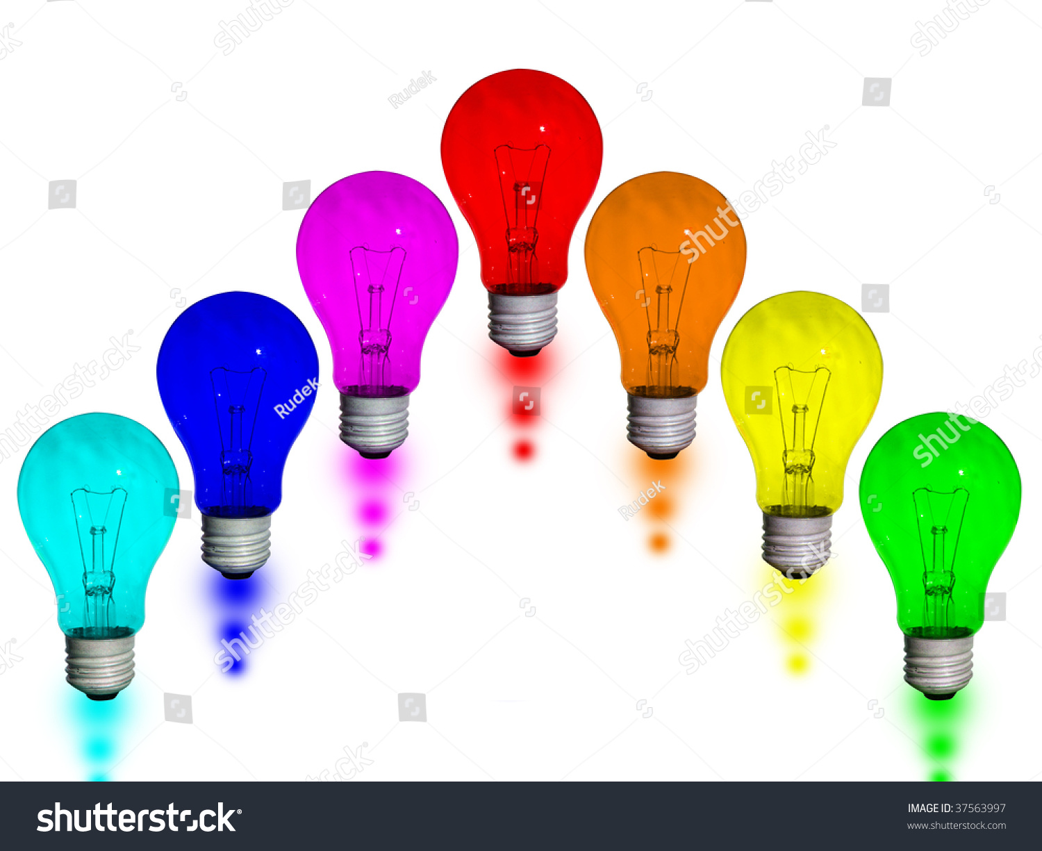 Rainbow Light Bulbs Isolated Stock Photo Edit Now 37563997