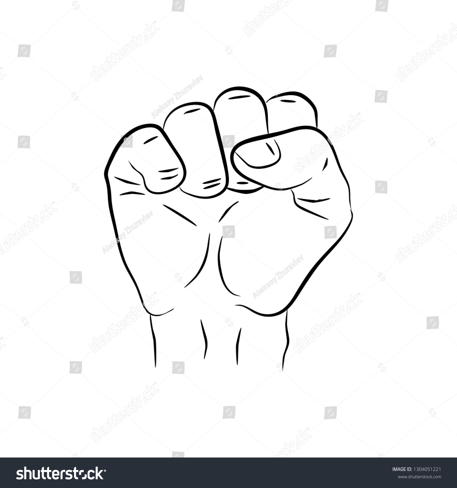 Raised Hand Showing Fist Symbol Strength Stock Illustration 1304051221 ...