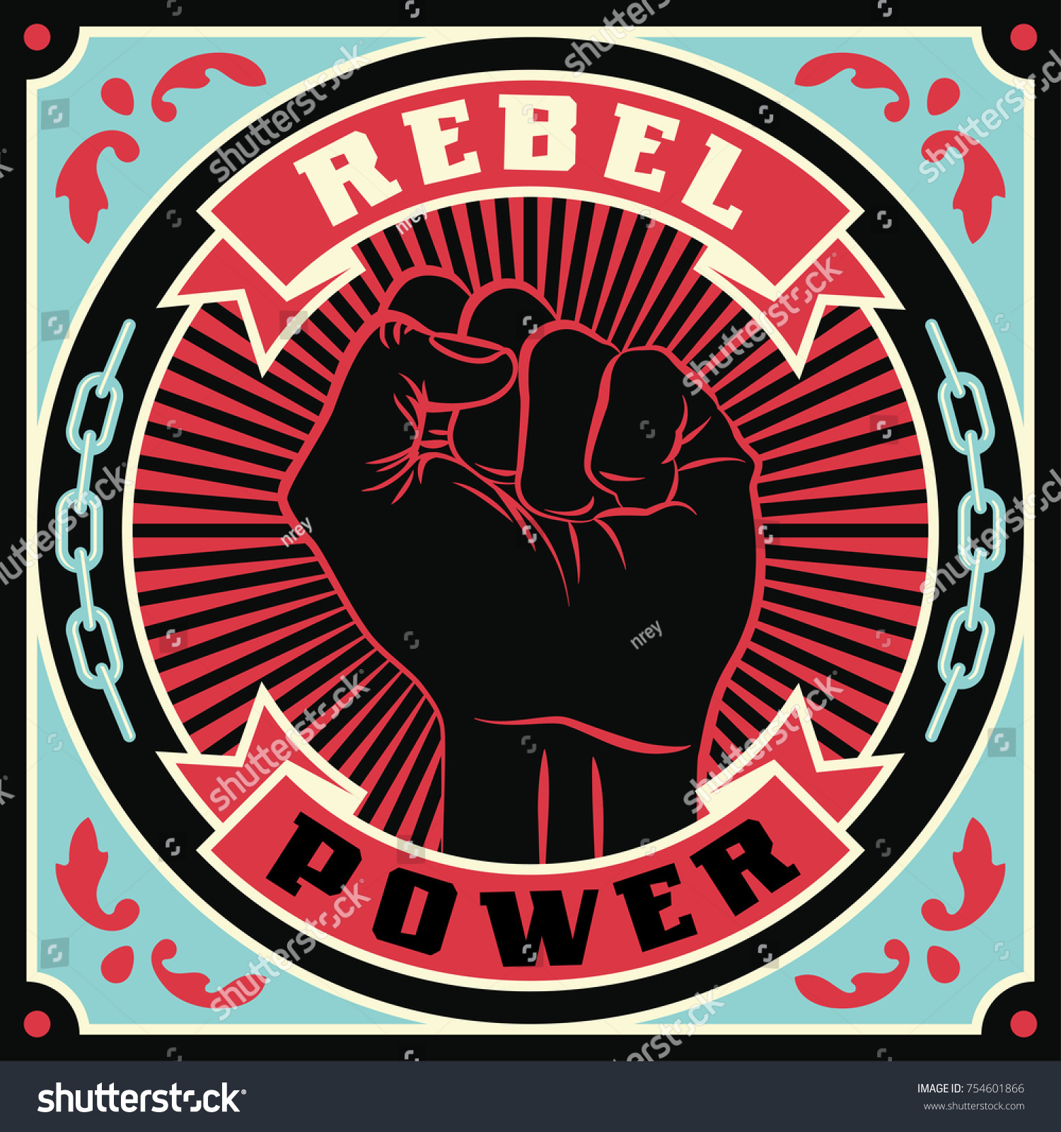 Raised Protest Human Fist Retro Revolution Stock Illustration 754601866