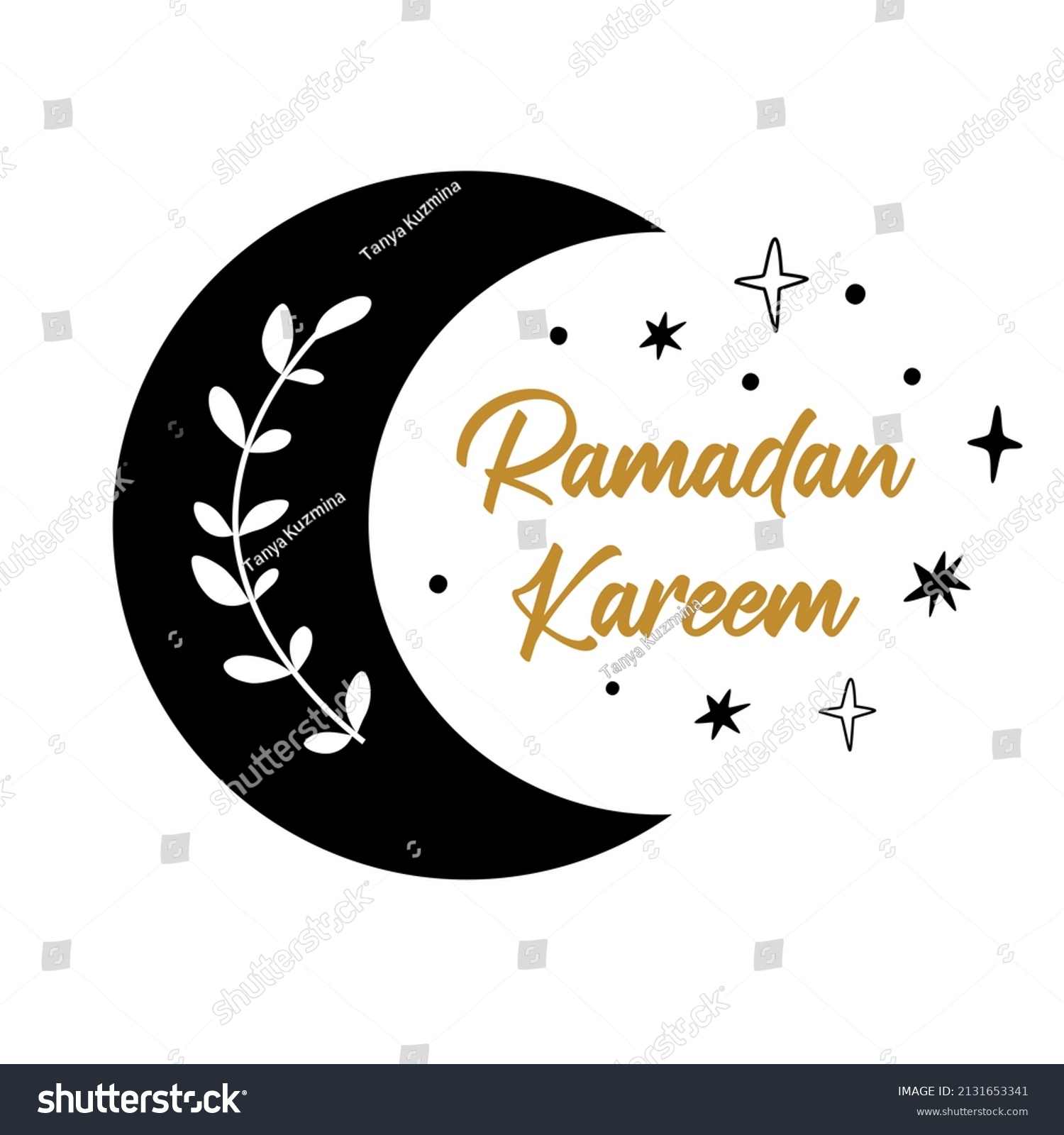 Ramadan Moon Stars Graphic Element Isolated Stock Illustration 