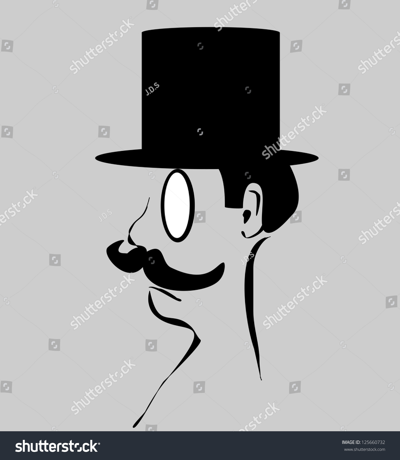 Raster Cartoon Man Wearing Monocle Top Stock Illustration 125660732 ...