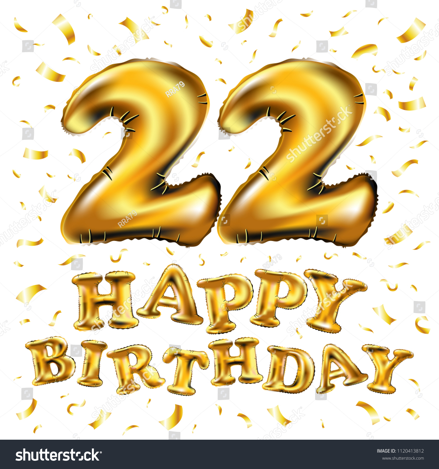 stock photo raster copy happy birthday anniversary celebration with brilliant gold balloons golden alive 1120413812