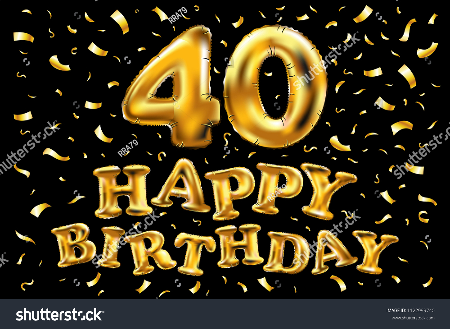 Raster Copy Happy Birthday 40th Celebration Stock Illustration