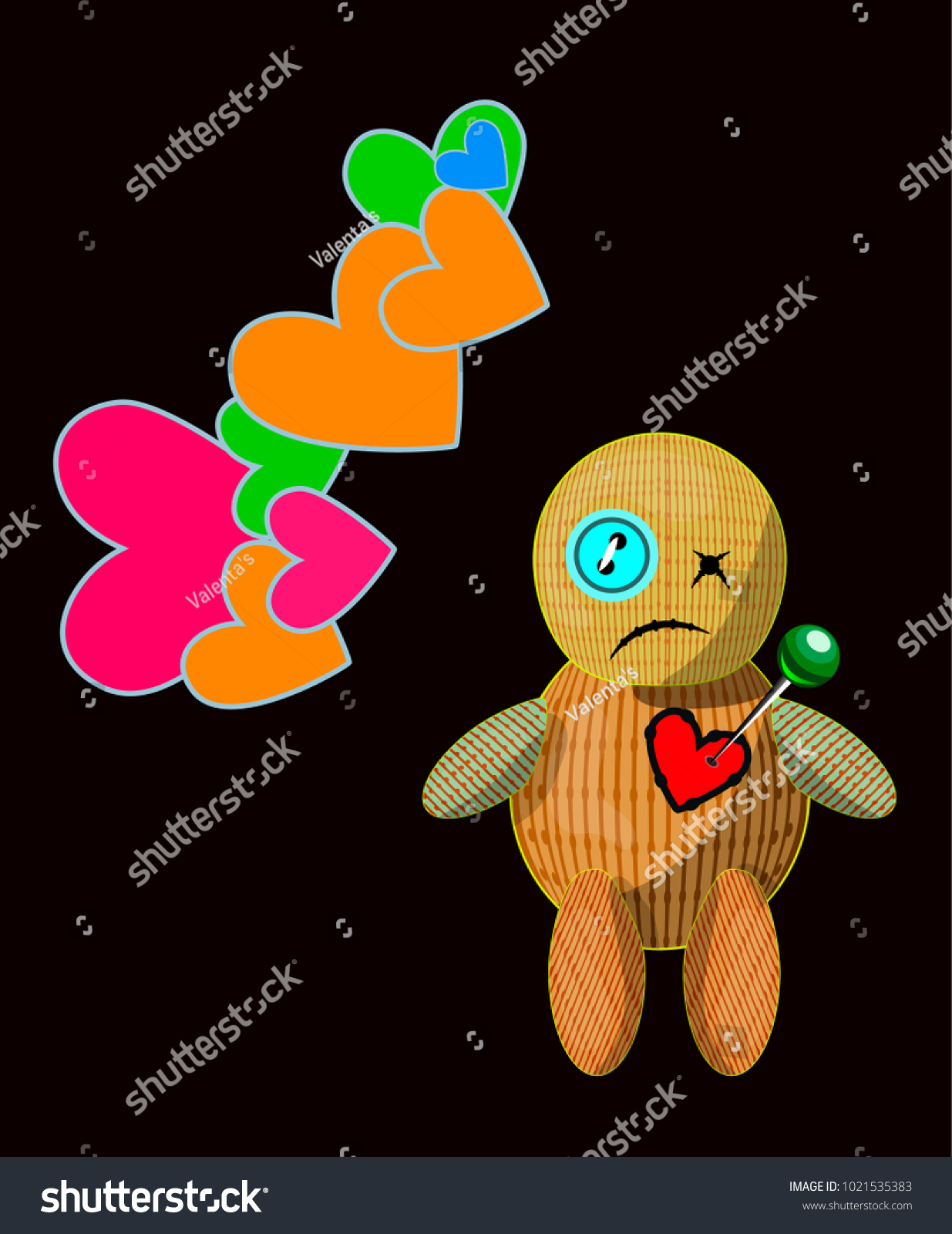 Ilustracion De Stock Sobre Raster Copy Voodoo Doll Pined Patch 1021535383