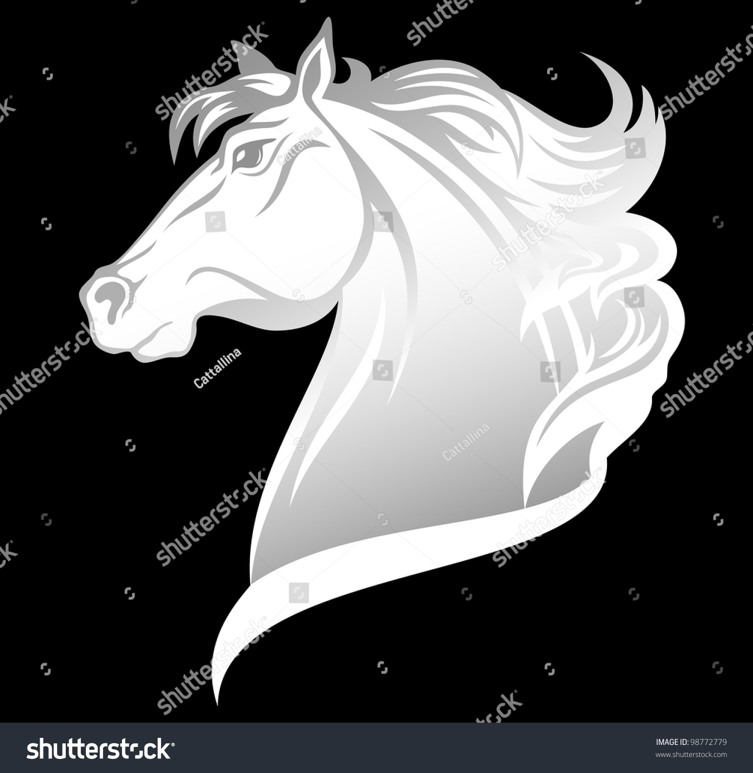 Raster - Head Of Beautiful White Horse (Vector Version Is Available In ...