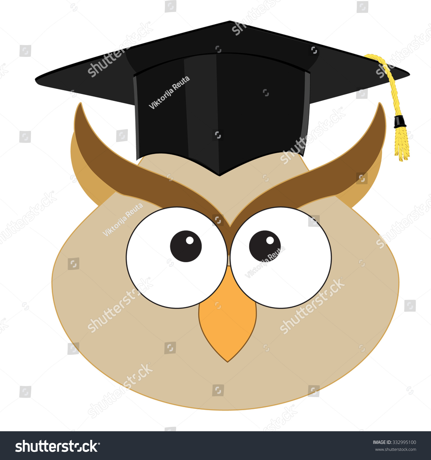 Raster Illustration Cartoon Wise Owl Graduation Stock Illustration ...