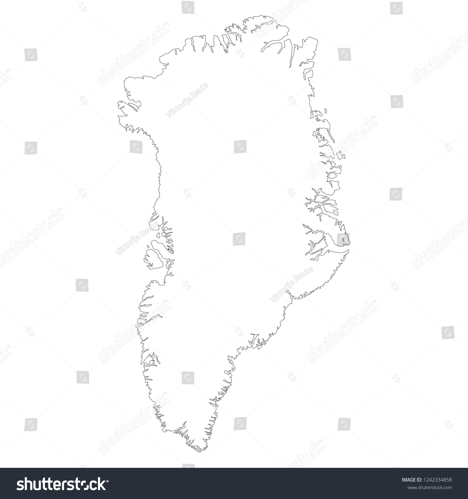 Raster Illustration Outline Drawing Greenland Country Stock ...