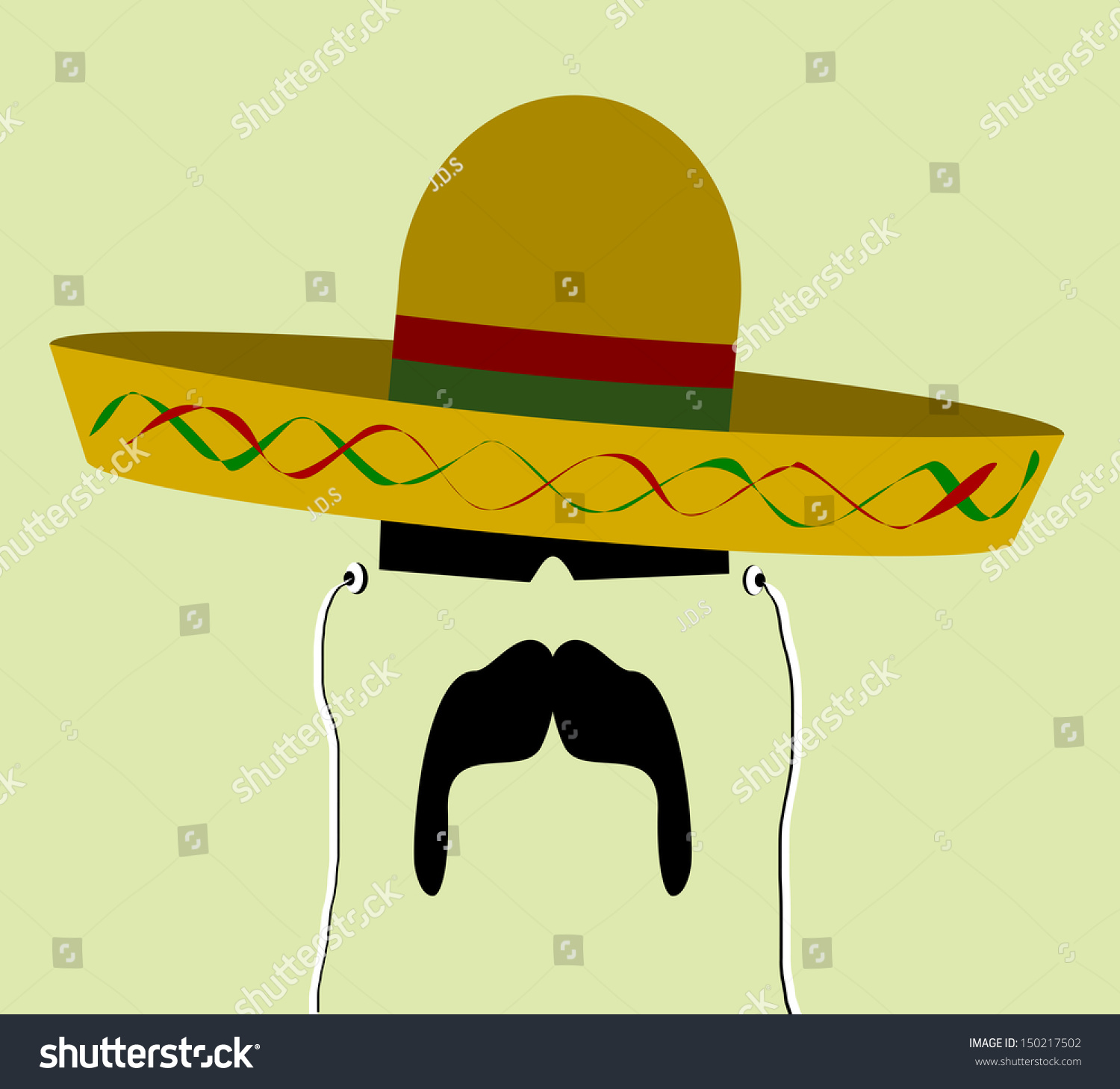 Raster Man With Sombrero And Earphones Stock Photo 150217502 : Shutterstock