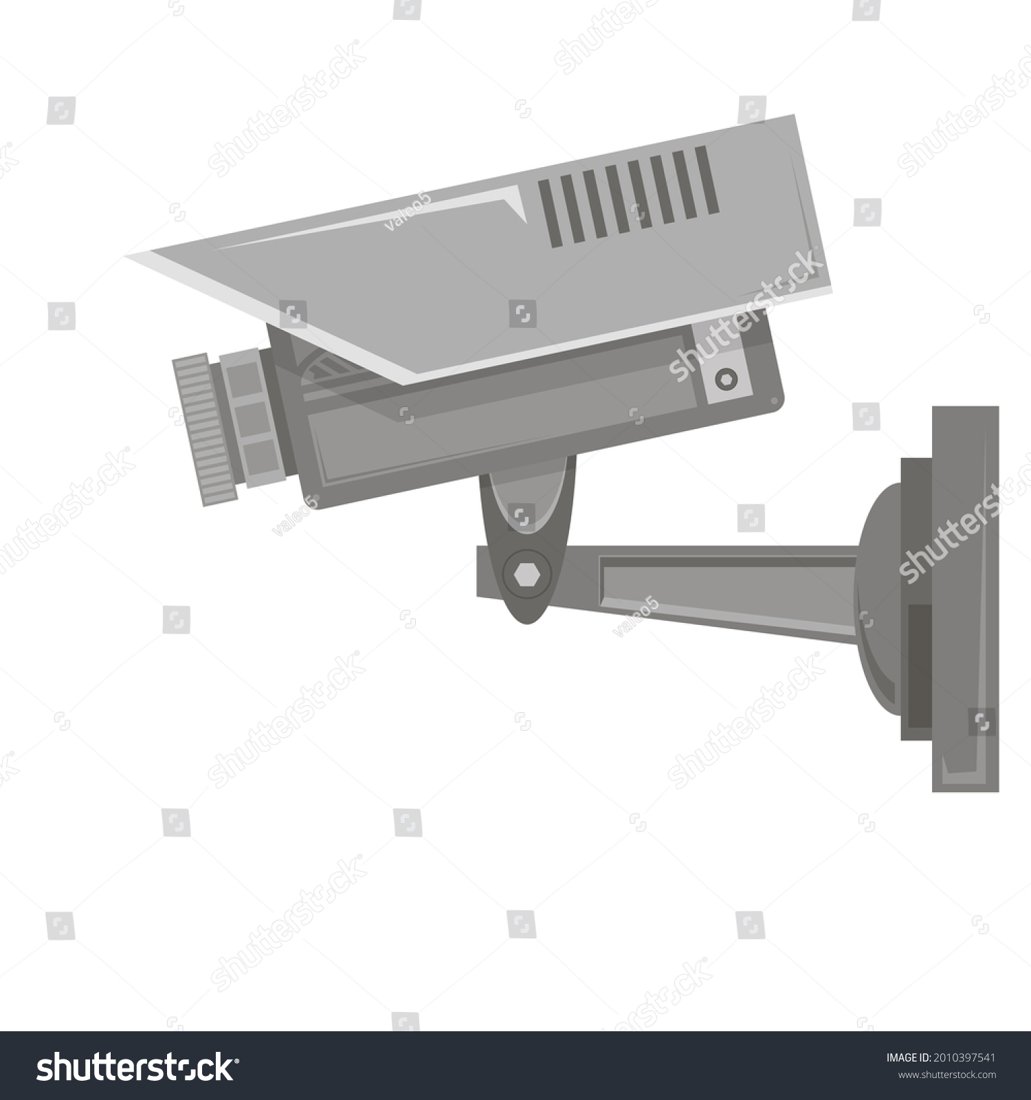 Raster Professional Cctv Camera Isolated On Stock Illustration ...