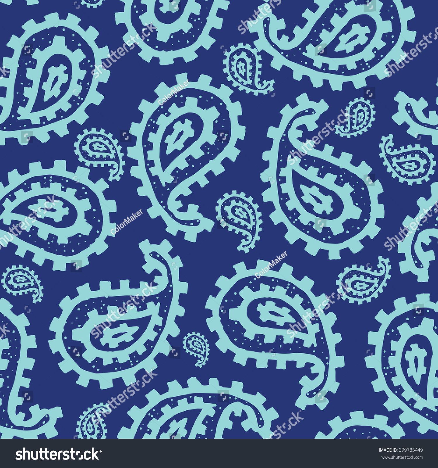 Raster Seamless Pattern Design With Hand Drawn Paisley Motifs, Repeating Raster Seamless Pattern Design With Hand Drawn Paisley Motifs, Repeating
