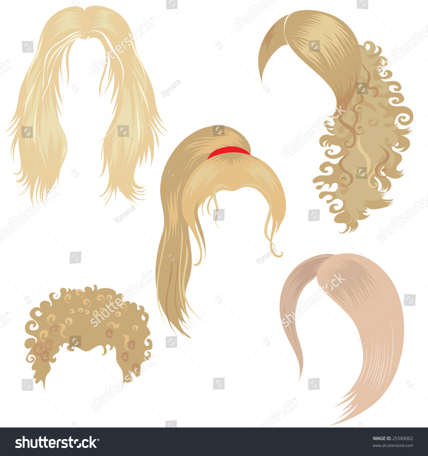 Raster Set Of Trendy Blond Hair Styling Stock Photo 25589002 : Shutterstock